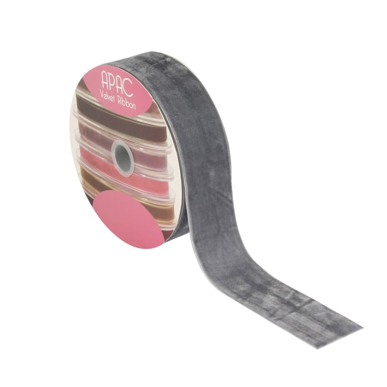 Grey Velvet Ribbon - 50mm Wide x 20m Long Home Decor and Fashion Bow Craft Decorating Ribbon