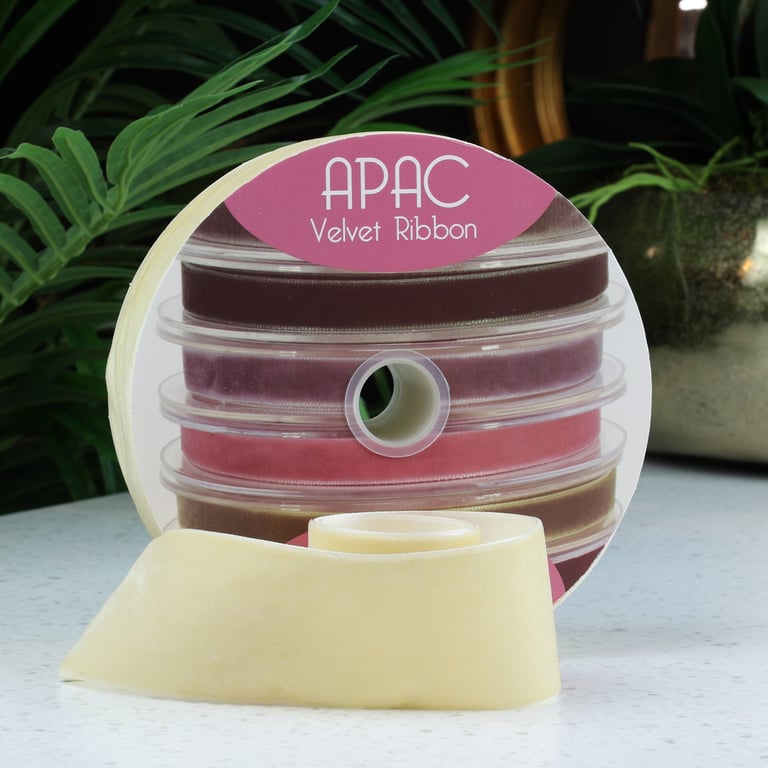 Ivory Velvet Ribbon - 50mm Wide, 20m Long, Perfect for Home Decor and Fashion Decorating Projects