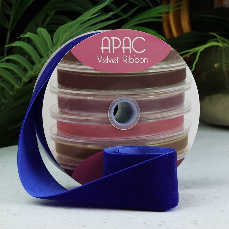 Royal Blue 50mm Velvet Ribbon - Home Decor & Fashion Craft Supplies (20m Length)