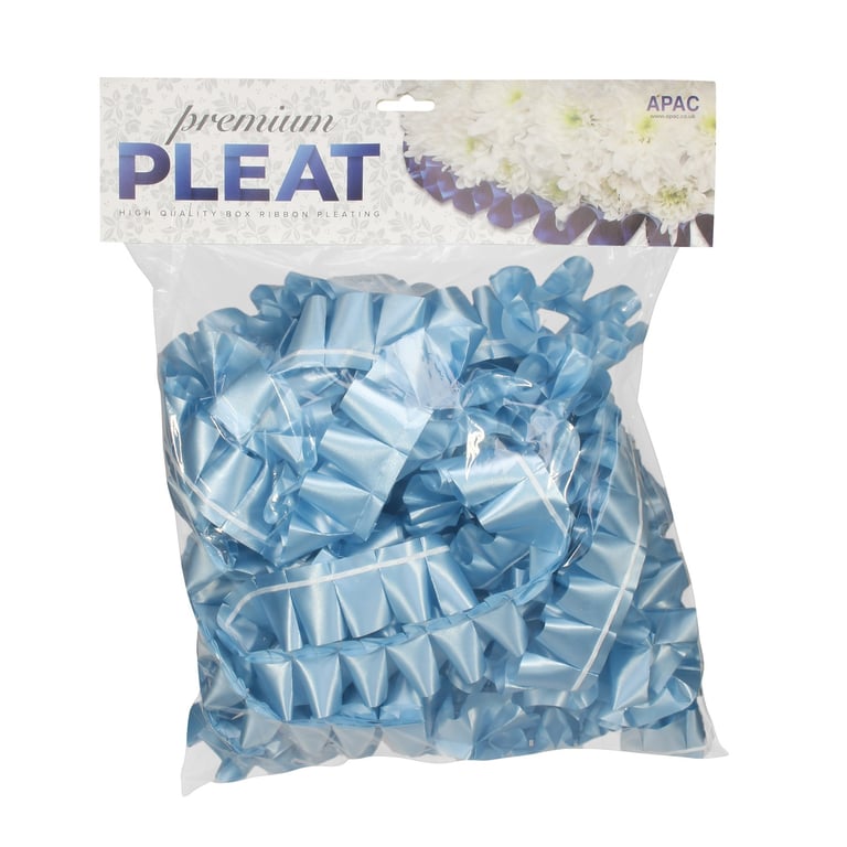 Premium Baby Blue Pleat Ribbon - 50mm x 10m Home Decor Craft Ribbon