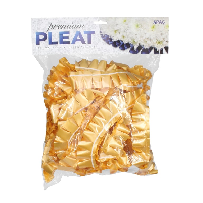 Premium Gold Pleat Ribbon 50mm Wide x 10m Long - Craft and Home Decor Ribbon