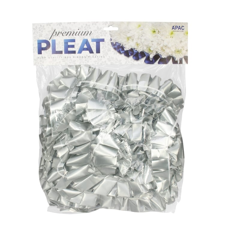 Premium Silver Pleat Ribbon - 50mm Wide x 10m Long Home Decor and Craft Ribbon