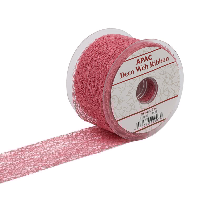 Pink Deco Web Ribbon - 70mm x 20m for Home Decor and Crafting Supplies