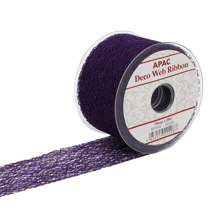 Purple Deco Web Ribbon - 70mm x 20m for Home Decor and Crafting Supplies