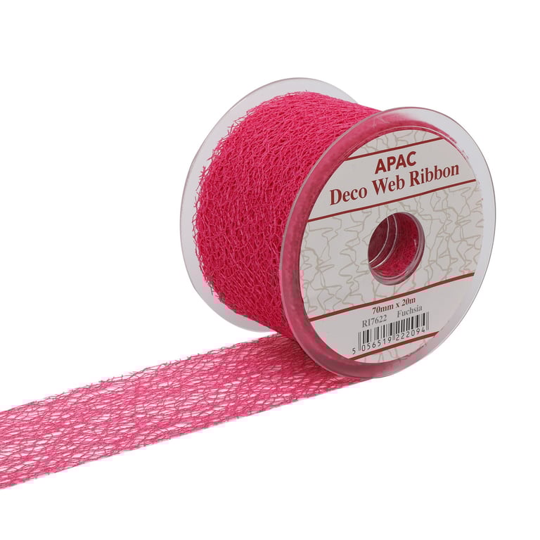 Fuchsia Deco Web Ribbon - 70mm Wide Home Decor Craft Ribbon (20m)