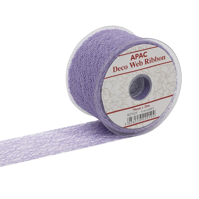 Lavender Deco Web Ribbon - 20m Long Floral Craft Ribbon for Home Decor & Garden Decoration