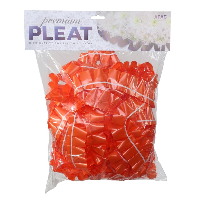 Premium Orange Pleat Ribbon - 50mm Wide x 10m Long, High-Quality Home Decor Craft Ribbon