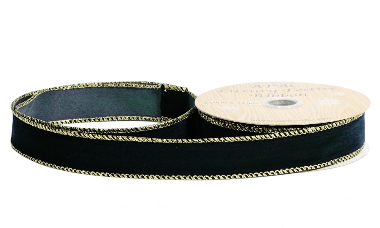 Black Velvet Ribbon - 25mm x 9m Decorative Ribbon for Home and Fashion Projects