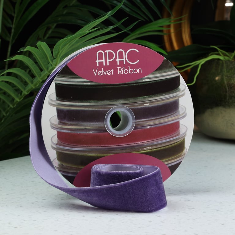 Dusky Purple Velvet Ribbon - 38mm Wide, 20m Long, Perfect for Home Decor and Fashion Craft Projects