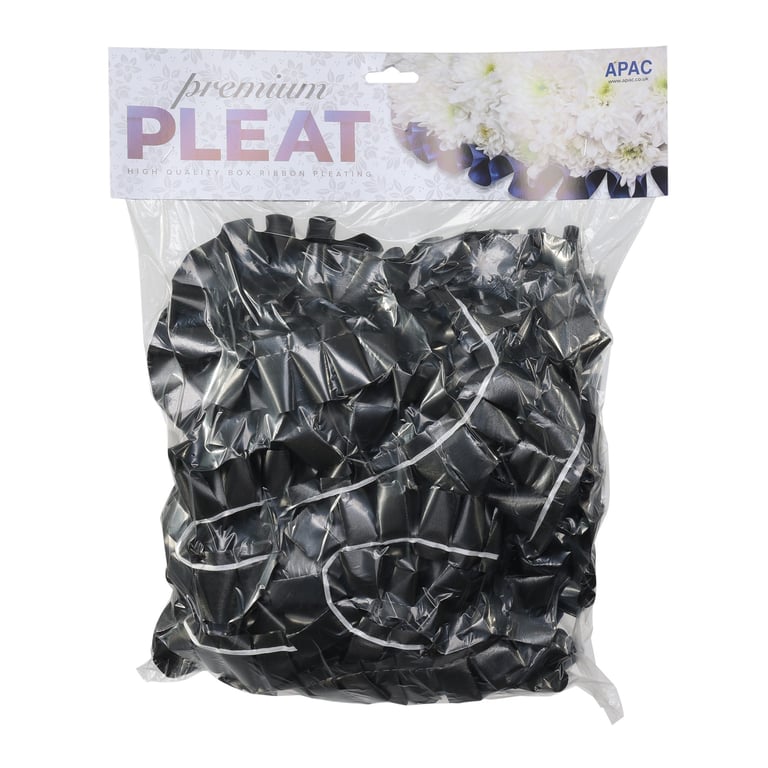 Premium Black Pleat Ribbon - 50mm Wide x 10m Long Home Decor Ribbon