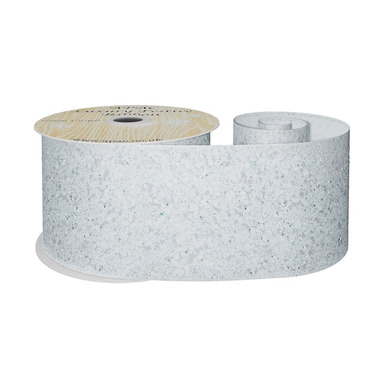 White Glitter Wired Ribbon - Decorative Home Decor and Party Supplies Craft Ribbon