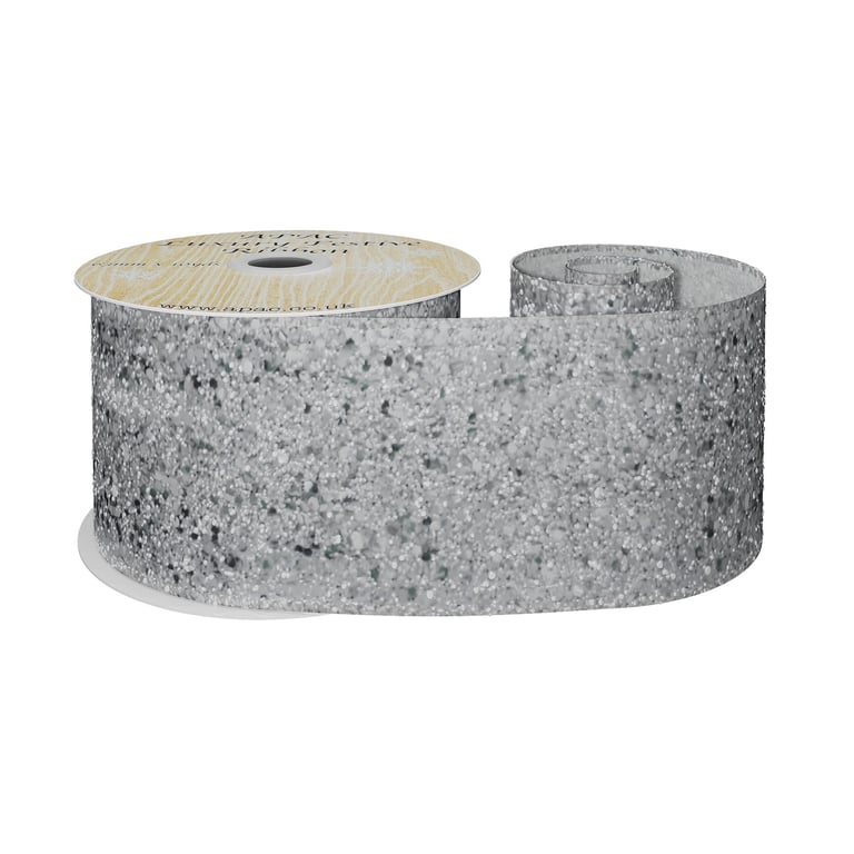 Silver Glitter Wired Ribbon - Decorate Your Home or Party in Style