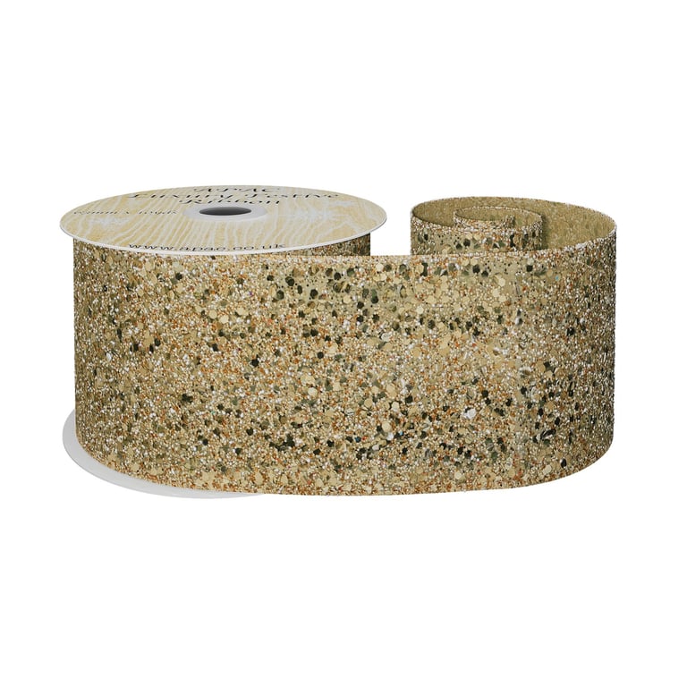 Gold Glitter Wired Ribbon - Perfect for Home Decor and Party Supplies