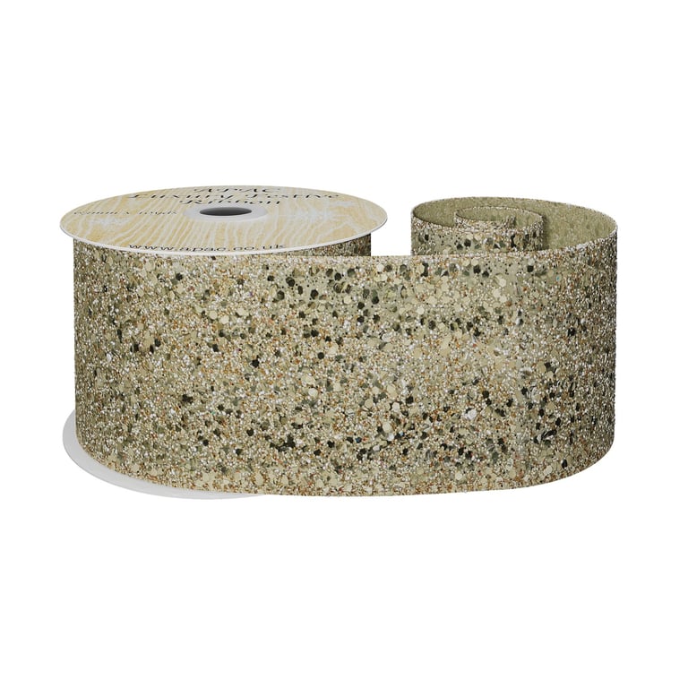 Champagne Glitter Wired Ribbon - Ornate Wedding and Home Decor Accents