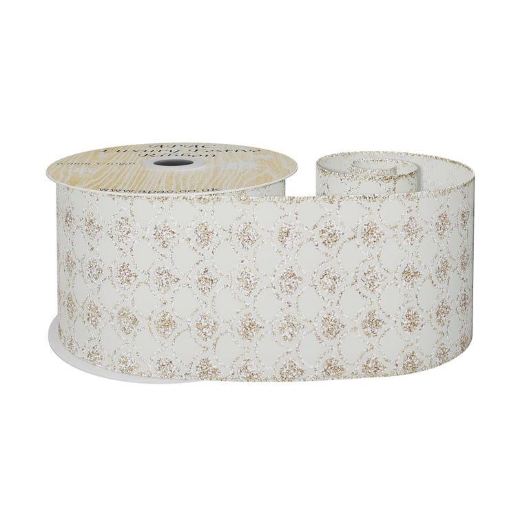 Gold Scalloped Wired Ribbon - 10 Yard Craft Decorative Ribbon (63mm Wide)