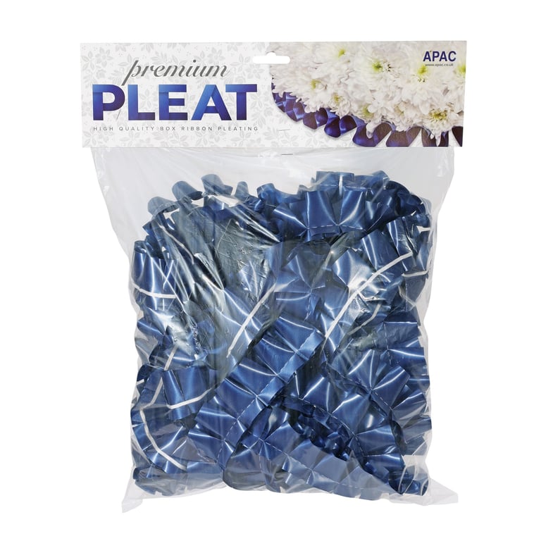 Premium Navy Blue Pleat Ribbon - 50mm x 10m, Perfect for Home Decor and Fashion Accents