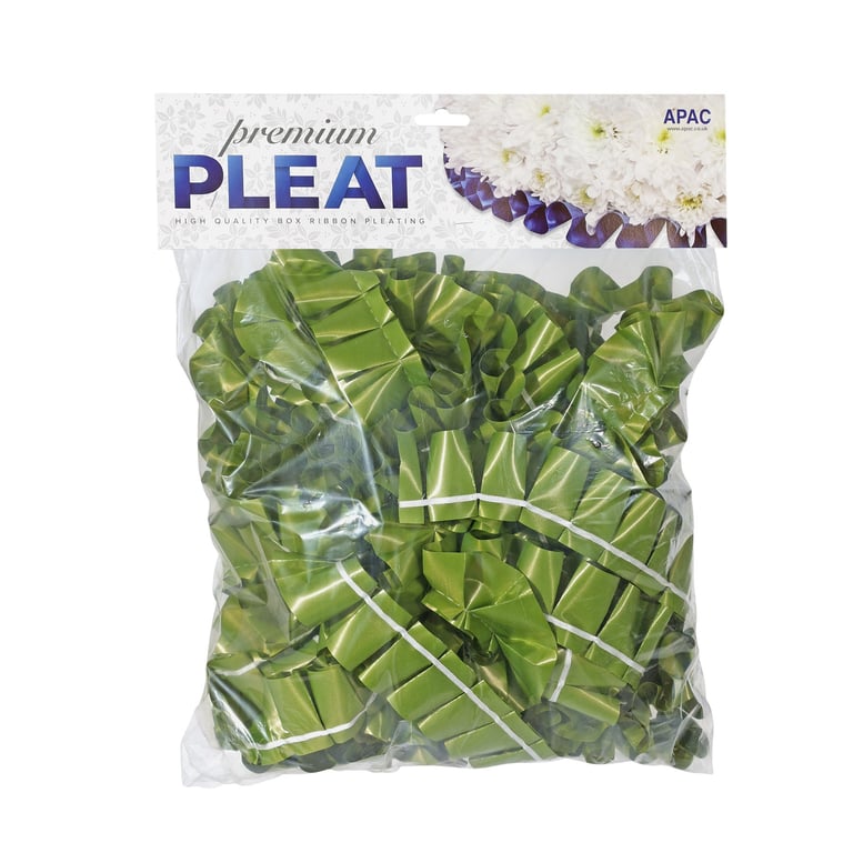 Premium Moss Green Pleat Ribbon 50mm x 10m - Decorative Home and Garden Craft Supply