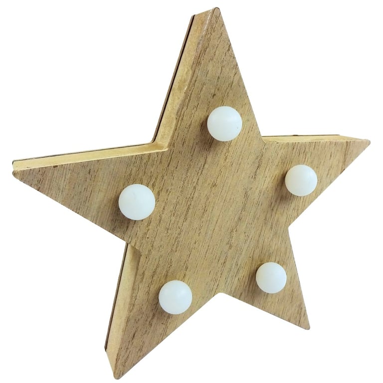 LED Wooden Star - 20x20cm Decorative Lighting for Home & Holiday Season