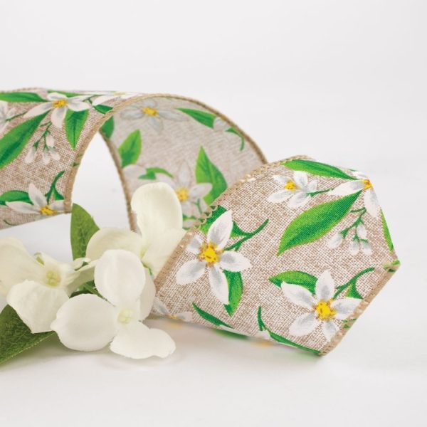 Floral Harmony Wired Hessian Ribbon 63mm - Decorative Craft Supply for Home Decor and Crafting Projects
