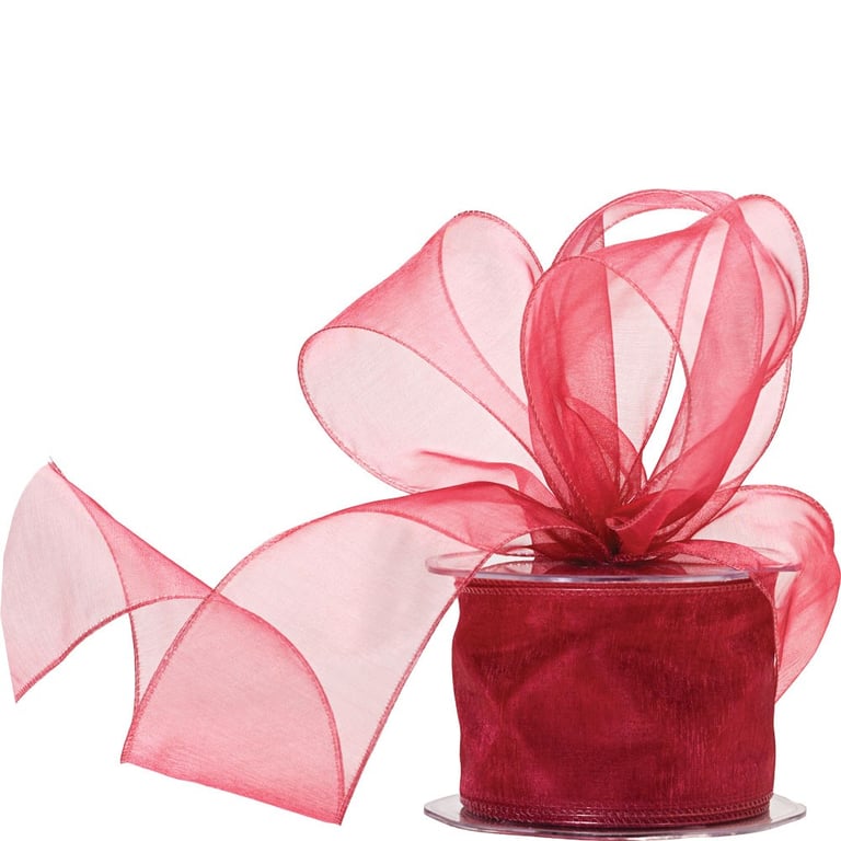 Raspberry Wired Organza Ribbon 60mm - Wedding Decoration and Home Decor Craft Ribbon