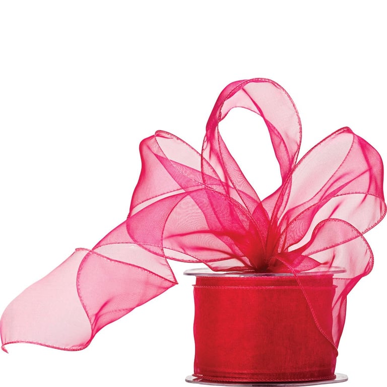 Cerise Wired Organza Ribbon 60mm - Elegant Home Decor and Fashion Accent Ribbons for Weddings and Crafts