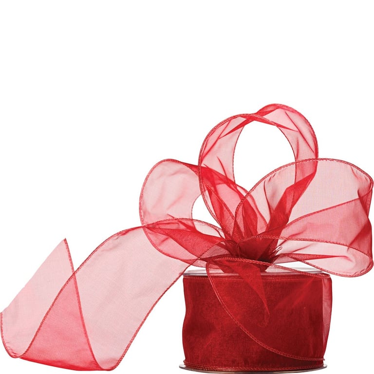 Red Wired Organza Ribbon 60mm - Elegant Home Decor and Crafting Accents