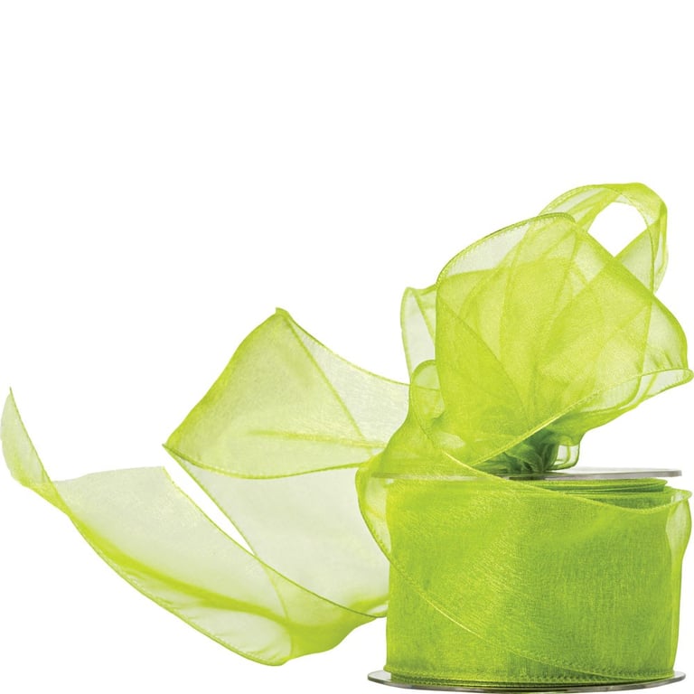 Lime Wired Organza Ribbon 60mm - Elegant Home Decor and Bridal Decoration Accents