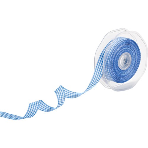 Blue Gingham Cotton Ribbon 15mm - Home Decor and Fashion Ribbon Made from Soft Cotton Fabric