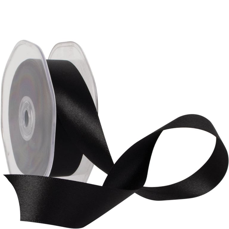 25mm Black Satin Ribbon - Premium Home Decor and Wedding Decoration Accent Ribbon