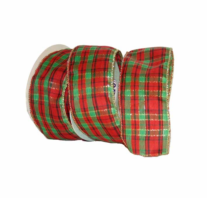 Wired Tartan Ribbon - 50mm x 10 Yard Home Decor and Gift Wrapping Accents