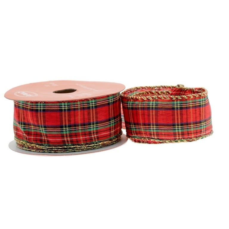 38mm Wired Tartan Ribbon - Decorative Craft Ribbon for Home & Garden Decorating