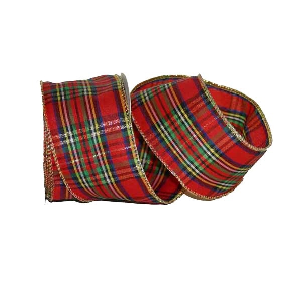 Wired Tartan Ribbon - Decorative Wired Ribbon for Home Decor and Fashion Accessories (10 yds)