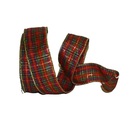Wired Tartan Ribbon - 38mm Width, 10 Yard Length for Home Decor and Crafting