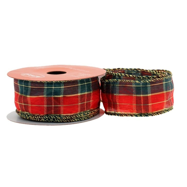 Wired Tartan Ribbon - 38mm x 10yd Home Decor and Craft Supply