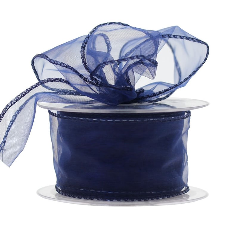 Navy Wired Chiffon Ribbon 50mm - Home Decor and Fashion Accessory