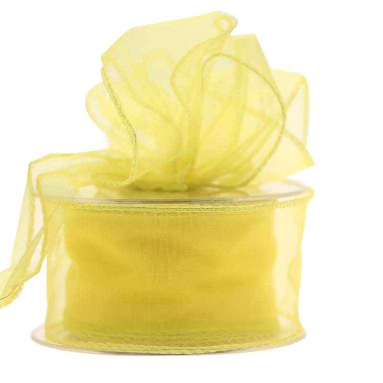 Yellow Wired Chiffon Ribbon 50mm - Perfect for Home Decor, Fashion, and Wedding Decoration