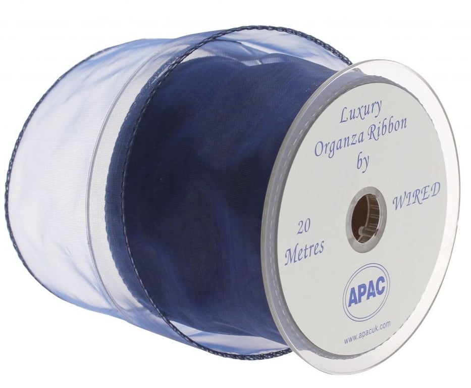 Navy Wired Chiffon Ribbon 70mm - Elegant Home Decor & Fashion Accessory