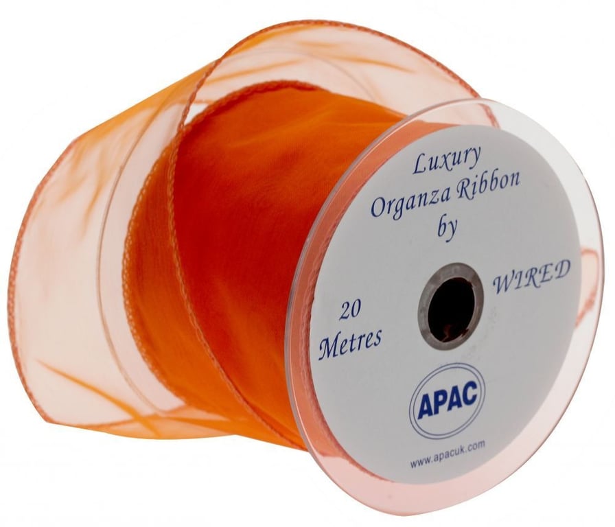 Orange Wired Chiffon Ribbon 70mm - Decorative Home & Garden Crafting Supplies
