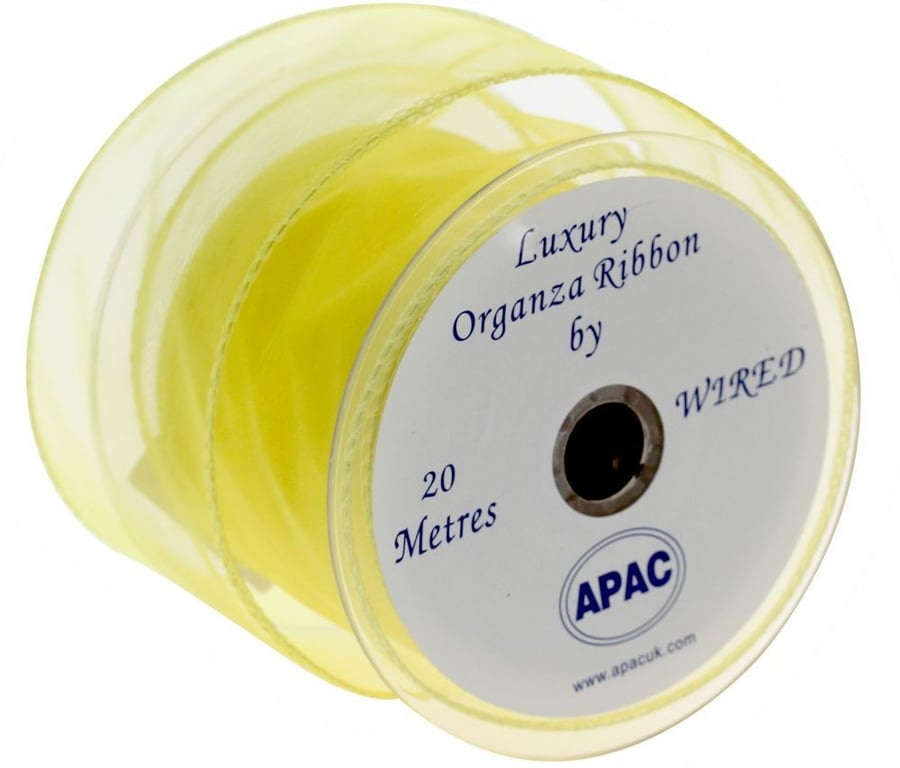 Yellow Wired Chiffon Ribbon 70mm - Decorative Home Decor Fashion Accessory