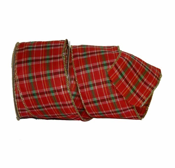 Wired Tartan Ribbon - 63mm Home Decor Craft Ribbon with Patterned Design