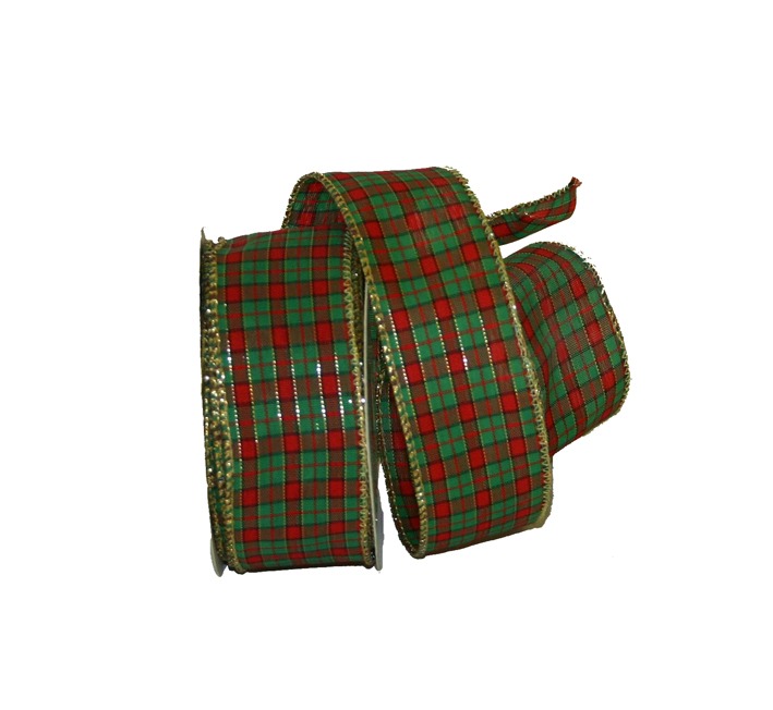 38mm Wired Tartan Ribbon for Home Decor and Crafting