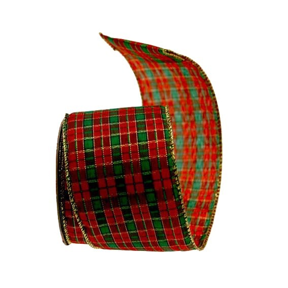 Tartan Wired Edge Ribbon (63mm) - Decorative Home and Craft Ribbon with Wired Edging for Unique Ties and Embellishments