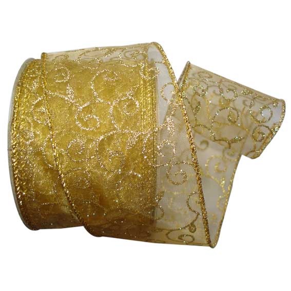 Gold Wired Edge Ribbon - Decorative Home Decor for Weddings & Parties (63mm)