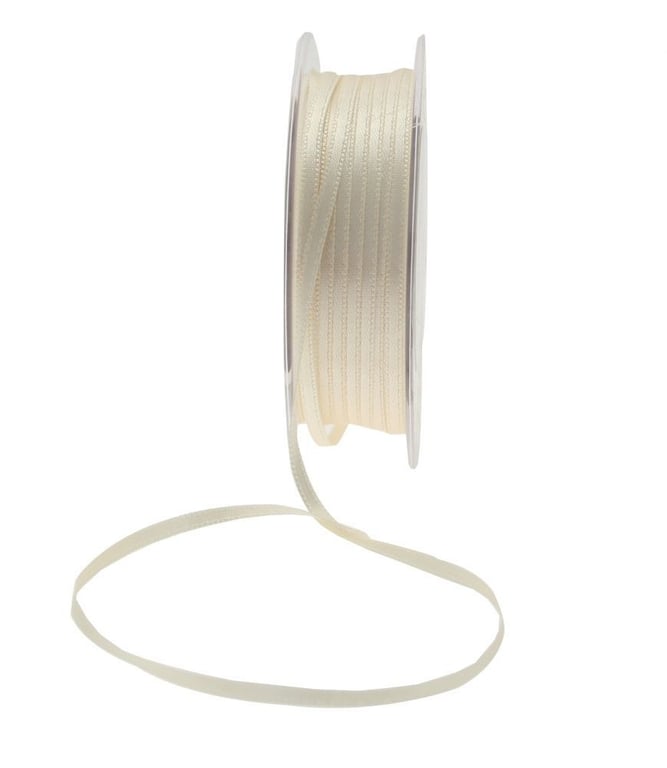 3mm Cream Satin Ribbon - 50m Long Home Decor and Wedding Craft Supply