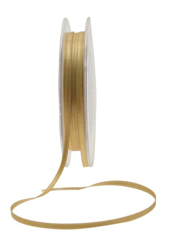 3mm Gold Satin Ribbon - 50m Length, Decorative and Versatile for Weddings and Crafts