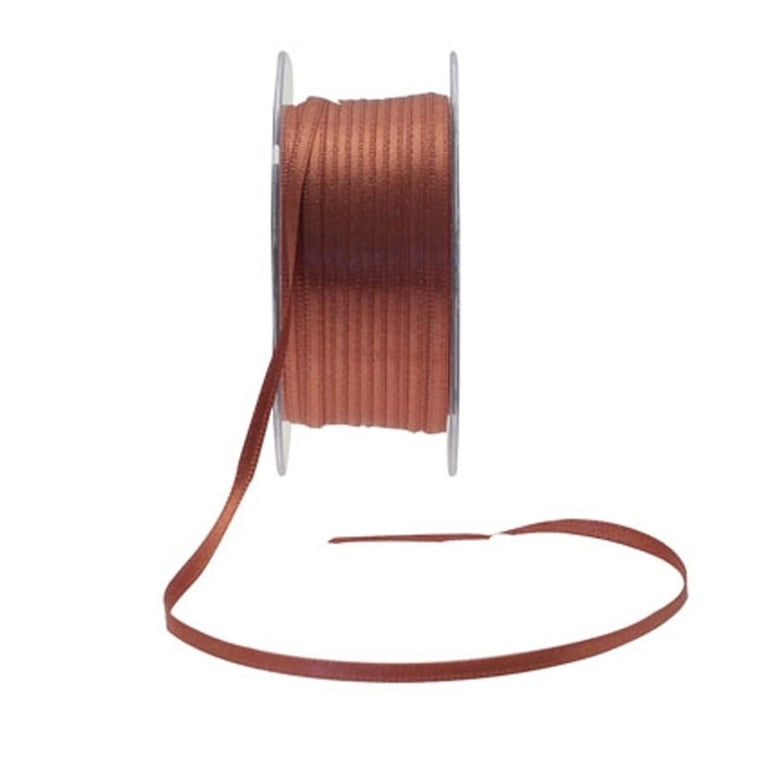 3mm Brown Satin Ribbon - Ideal for Home Decor and Wedding Floral Arrangements