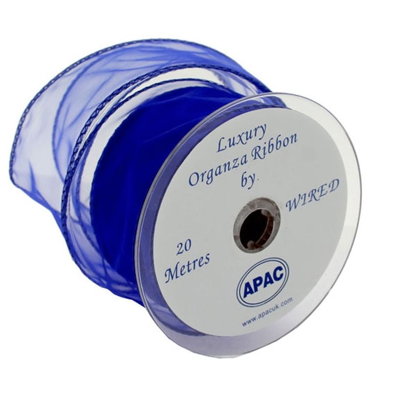 Royal Blue Wired Chiffon Ribbon - 50mm Wide Home Decor & Craft Project Supply