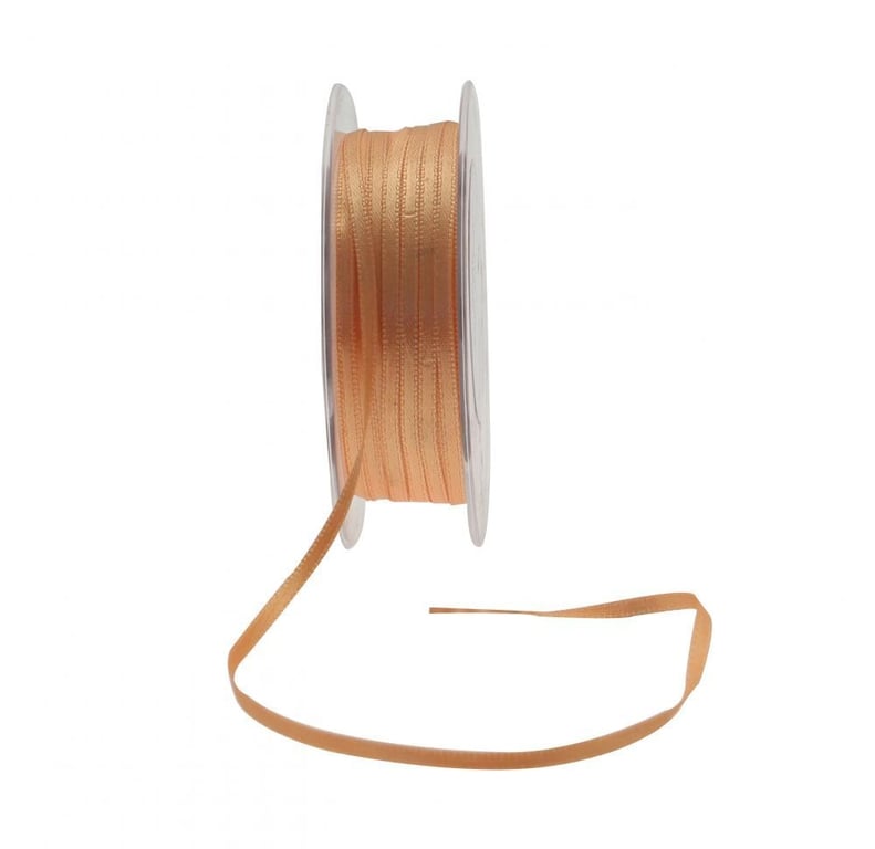 3mm Light Orange Satin Ribbon - Wedding Decoration Ribbon & Home Decor Craft Supply