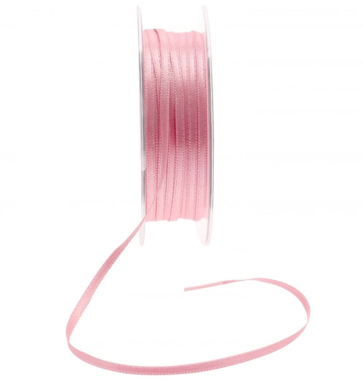3mm Soft Pink Satin Ribbon - High-Quality Craft and Home Decor Ribbon