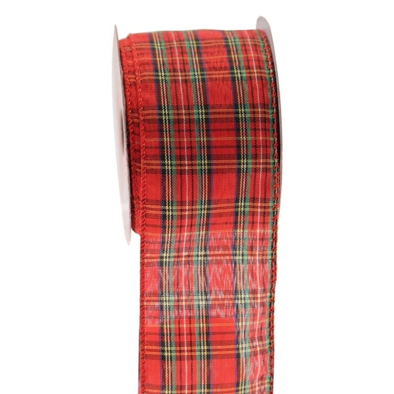 Tartan Wired Edge Ribbon 63mm - Decorative Wired Ribbons for Home Decor and Wedding Decorations